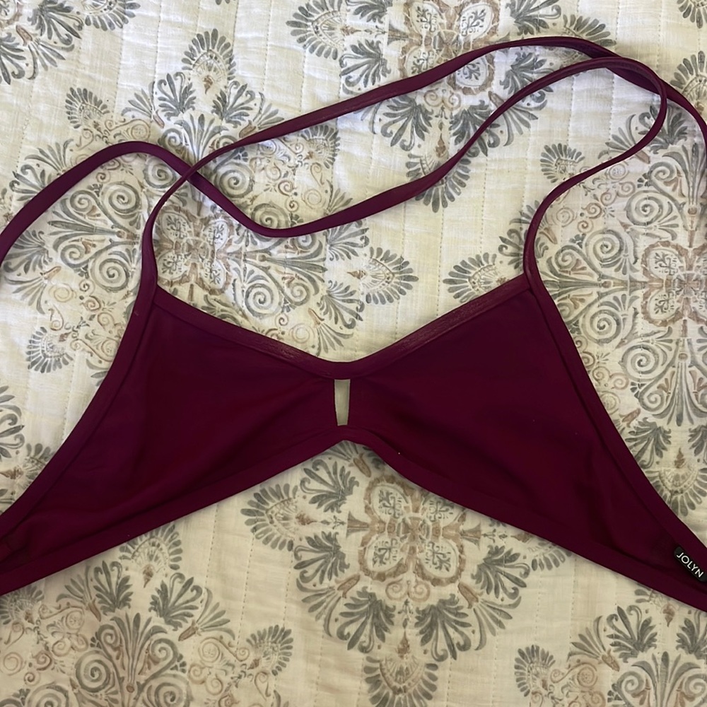 Jolyn burgundy “Vent” tie back bikini top